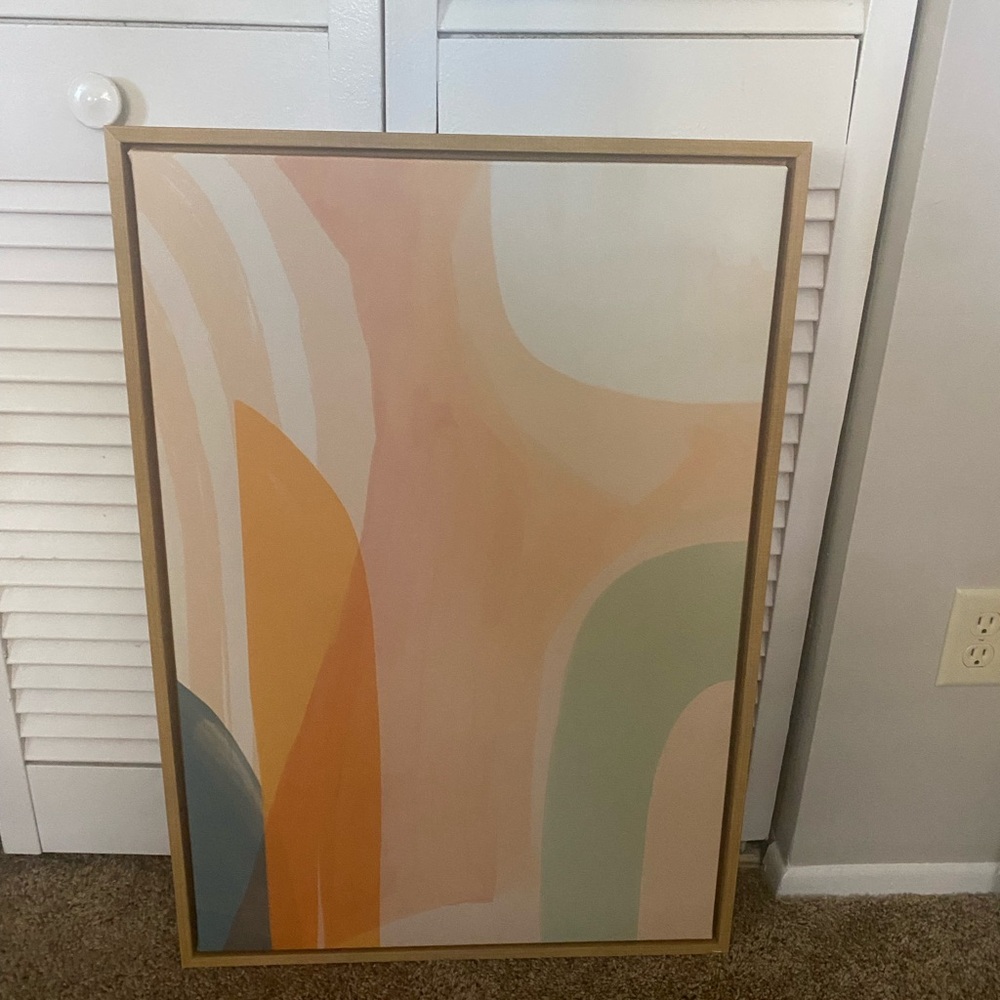 Kate and Laurel Pastel Arch Canvas in Peach, Sage & Gold